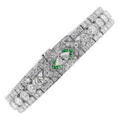 Art Deco Diamond and Emerald Bracelet 12