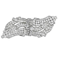 Art Deco 15 Carat Diamond Double Clip Brooch
