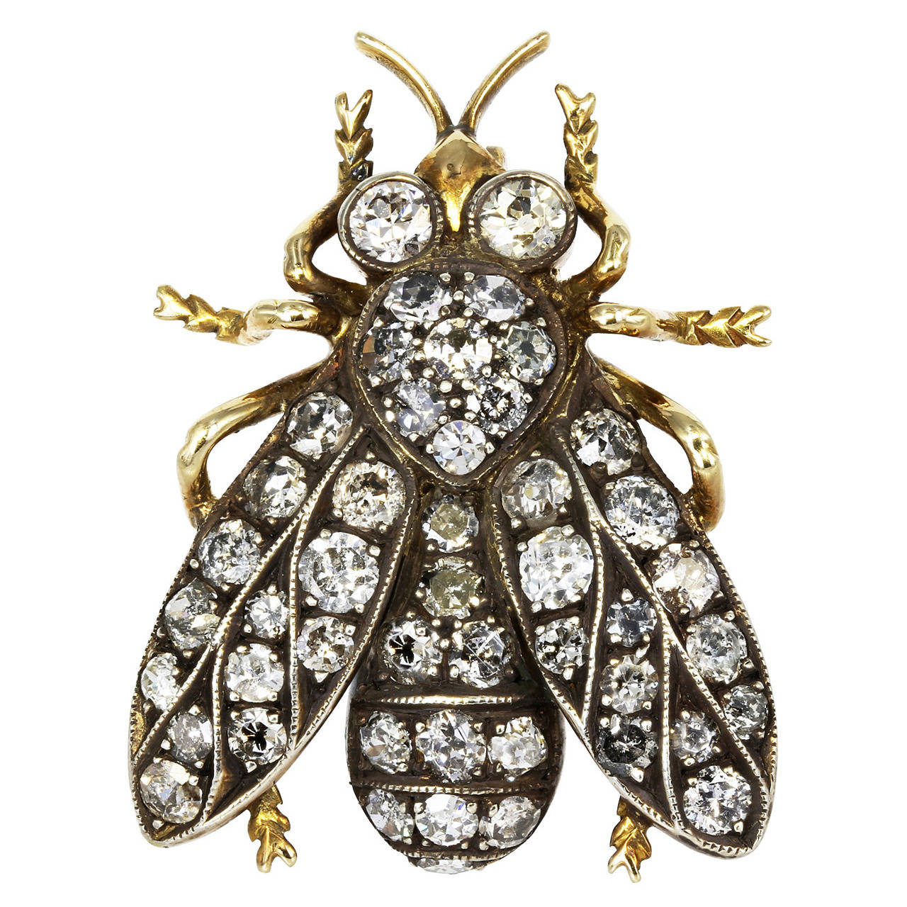 Victorian Diamond Gold Bee Brooch For Sale