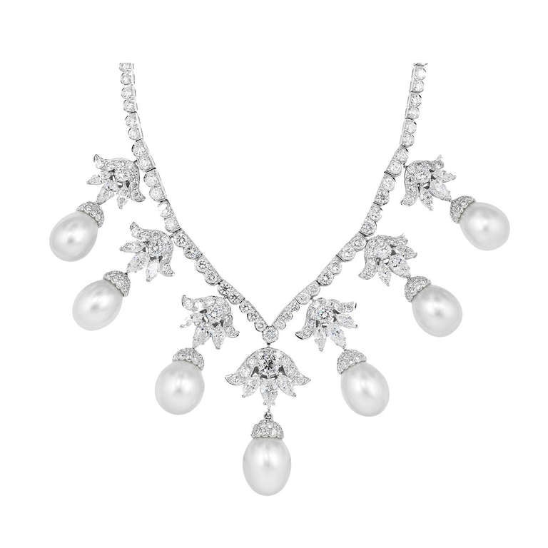 South Sea Pearl & Diamond Necklace For Sale