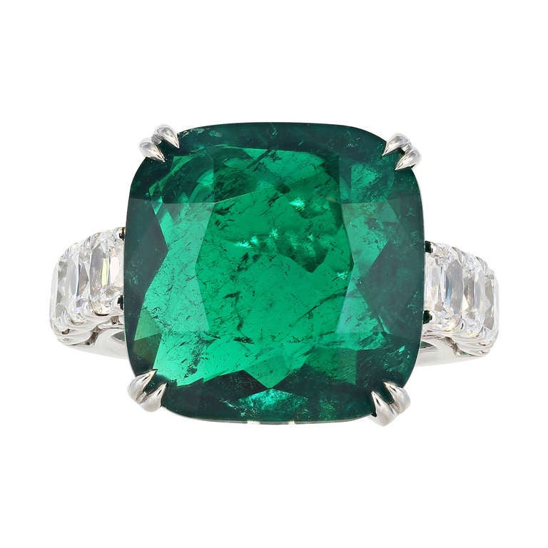 10.14 Carat Natural Color Colombian Emerald Ring 