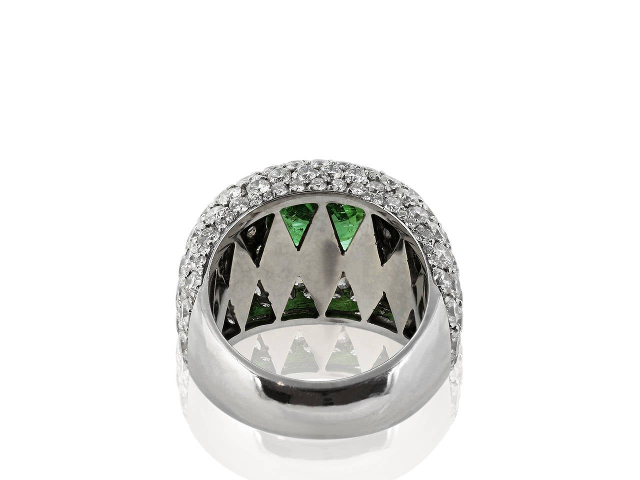 GIA Cert Paraiba Green Tourmaline Diamond Gold Dome Ring
