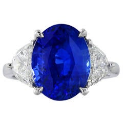 7.66 Carat No Heat Sapphire Diamond Platinum Ring