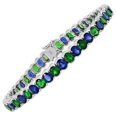 Sapphire Tsavorite Garnet Gold Tennis Bracelet 5