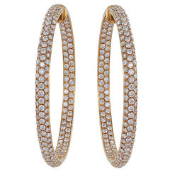 7.01 Carat Diamond Gold Hoop Earrings