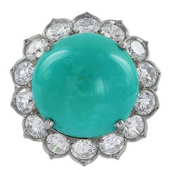Van Cleef & Arpels Turquoise Diamond Platinum Cluster Ring 8