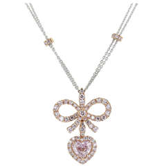 Rose Gold 1.61 Carat Pinkish Purple Diamond Heart Necklace