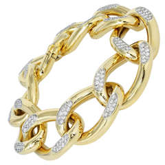 Yellow Gold & Diamond Flexible Open Link 1960's Cartier Bracelet