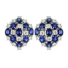 Oscar Heyman Brothers Sapphire & Diamond Clip Earrings