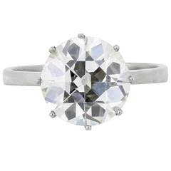 4.06 Carat Old European Cut Diamond Platinum Ring 1