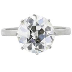 4.06 Carat Old European Cut Diamond Platinum Ring