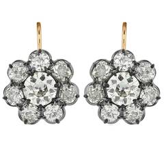 15.58 Carat Old European Cut Diamond Silver Gold Dangle Earrings 7