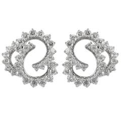 Angela Cummings Diamond Platinum Earrings