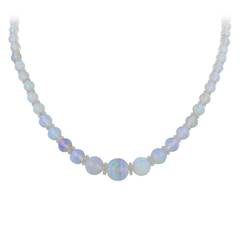 Vintage Crystal Bead Opal Necklace