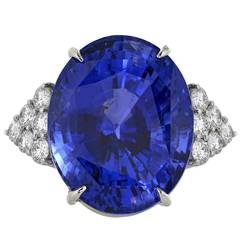 50.14 Carat Sapphire Diamond Platinum Three Stone Ring
