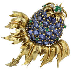 Schlumberger Blue Sapphire Thistle Pin