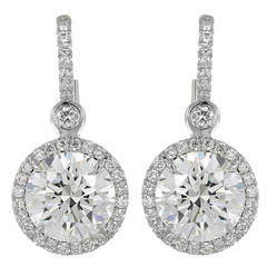 4.05 Carat Diamond Gold Drop Earrings 11