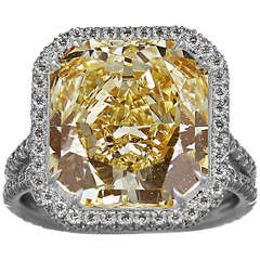 10.04 Carat Radiant Cut Canary Diamond Ring