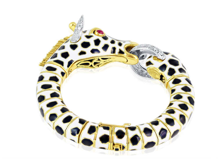 Frascarolo Enamel & Diamond Giraffe Bangle