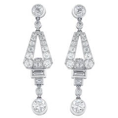 2.46 Carats Diamonds Platinum Dangle Earrings 2
