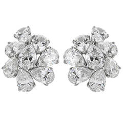 17.30 Carat GIA Diamond Platinum Cluster Earrings 2