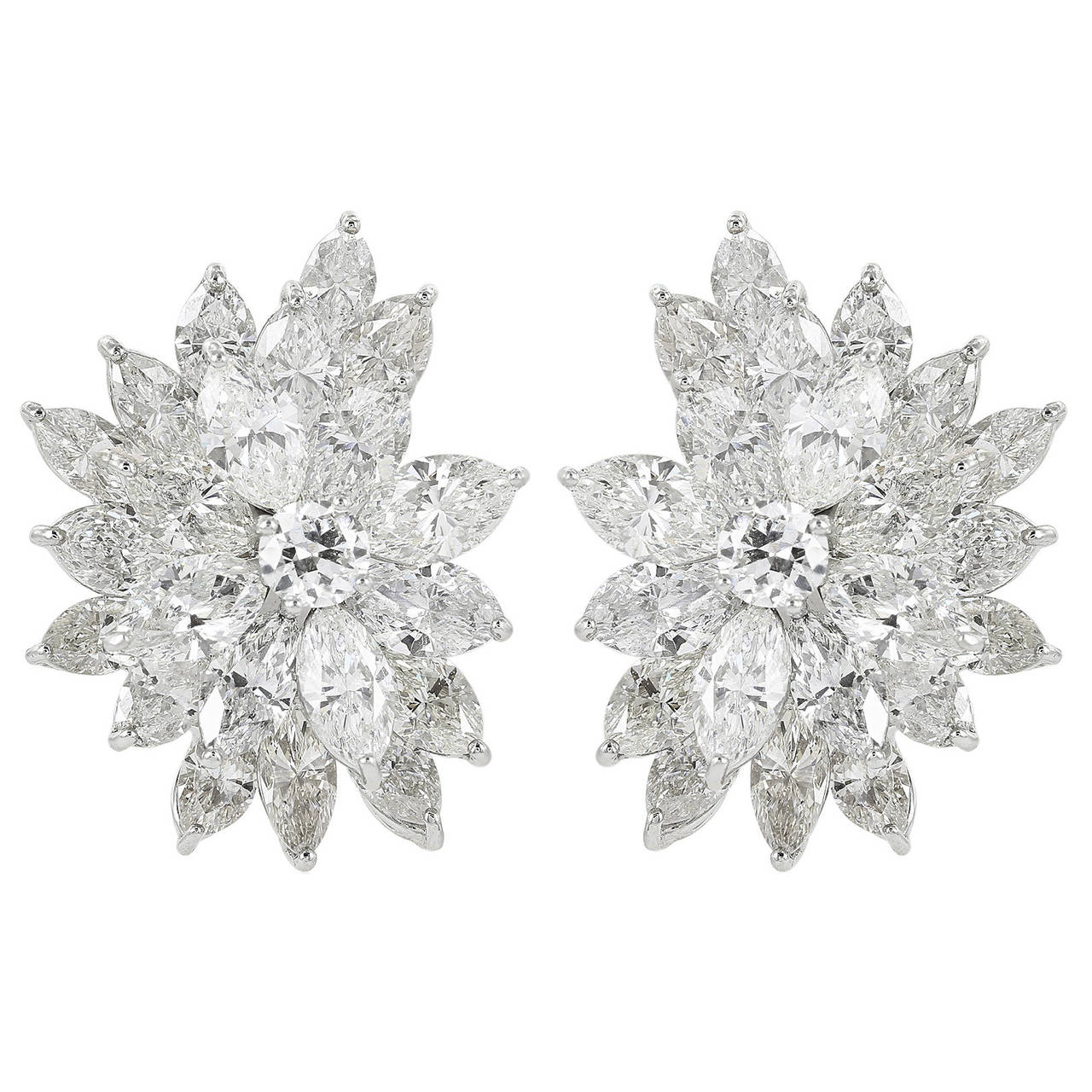 15 Carat Diamonds and Platinum Spray Earrings For Sale