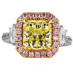 3.02 Carat GIA Certified Fancy Intense Yellow and Pink Diamond Engagement Ring 10