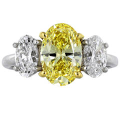 2.12 Carat Fancy Intense Yellow GIA Diamond Ring 12