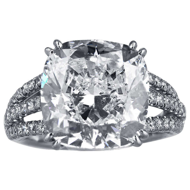 8.03 Carat Cushion Cut Diamond Ring For Sale