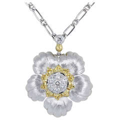 Buccellati Two Tone & Diamond Daphne Flower Necklace