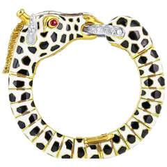 Frascarolo Enamel & Diamond Giraffe Bangle