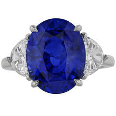 10.08 Carat Unheated Sapphire Diamond Platinum Three Stone Engagement Ring