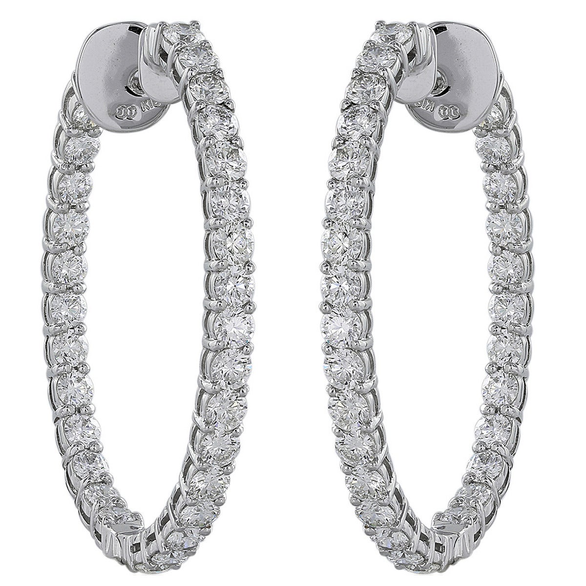 8.05ct Oval Shaped Diamond Hoop Earrings For Sale at 1stDibs
