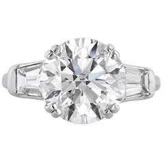 GIA Certified 5.02 I SI1 Brilliant Cut Three-Stone Diamond Engagement Plat Ring 3