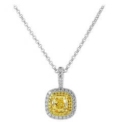 .94 Carat GIA Cert Fancy Yellow and White Diamond Platinum Pendant Necklace