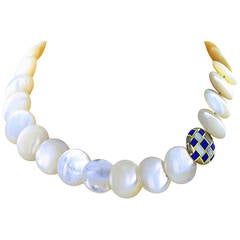 Vintage Tiffany & Co. Mother-of-Pearl Lapis Gold Necklace