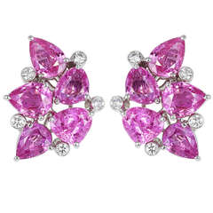 Aletto Brothers 14.20 Carat Pink Sapphire Diamond Clip Earrings 7