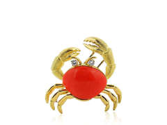 Vintage Tiffany & Co Coral Estate Crab Pin