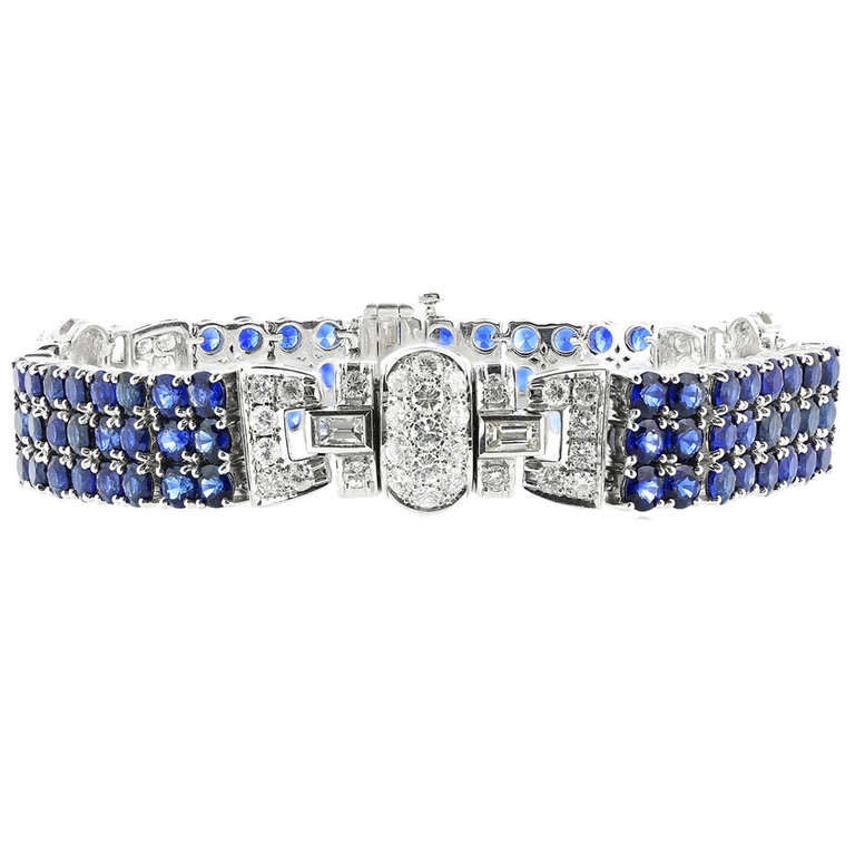 10.00 Carat Sapphire and Diamond Bracelet For Sale