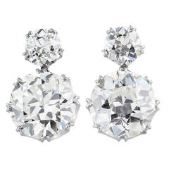 14.26 Carats Old European Cut Diamonds Gold Drop Earrings 12