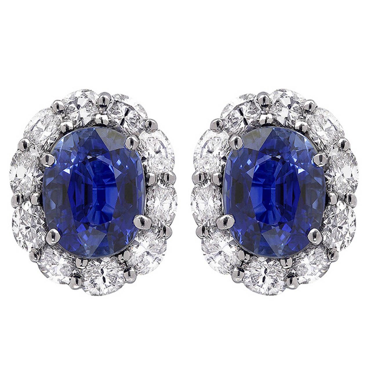 7.45 Carat Sapphire and Diamond Earrings