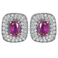 5.37 Carat Pink Sapphire and Diamond Earrings