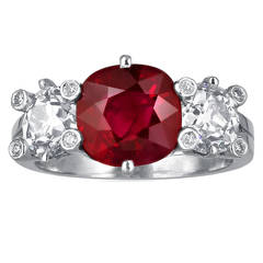 3.07 Carat Burma Ruby and Diamond Ring