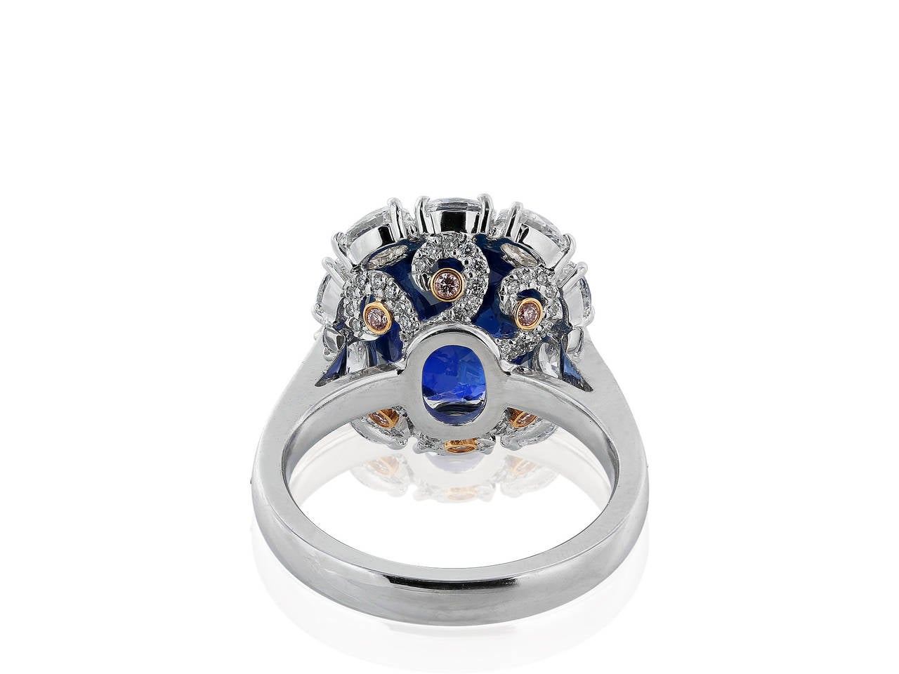 Contemporary 8.30 Carat No Heat Burma Sapphire Diamond Gold Cluster Ring For Sale