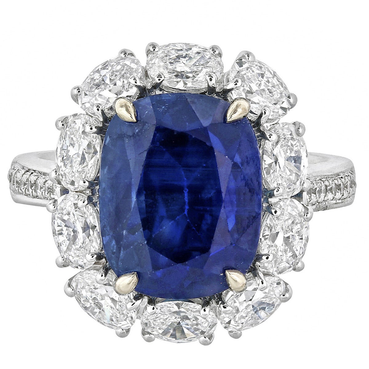 8.30 Carat No Heat Burma Sapphire Diamond Gold Cluster Ring For Sale