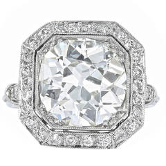 3.85 Carat Old European Cut Diamond Engagement Ring