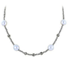 Diamond Pearl Gold Chain Necklace 3