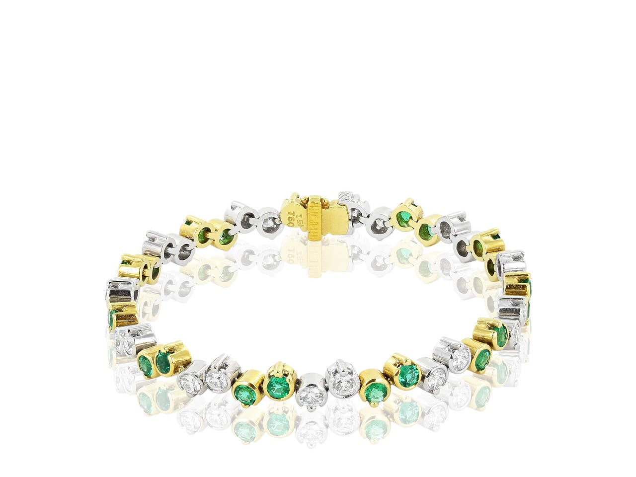 Contemporary Emerald Diamond Gold tennis Bracelet