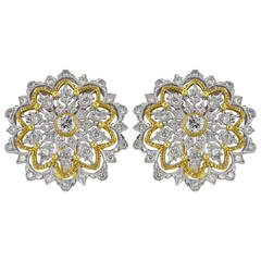 Two Tone Gold and Diamond Earrings
