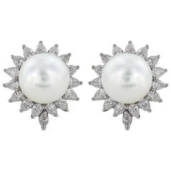 South Sea Pearl Diamond Gold Earrings 7
